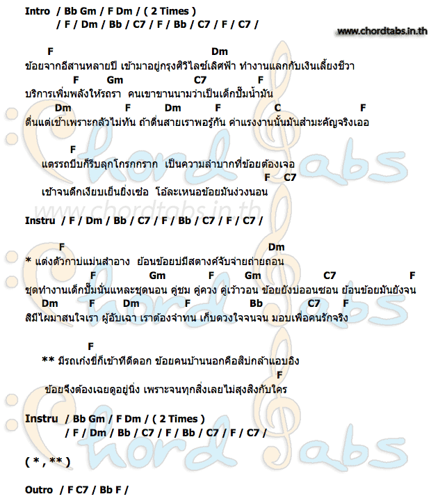คอร์ด เด็กปั้ม สีเผือก คนด่านเกวียน