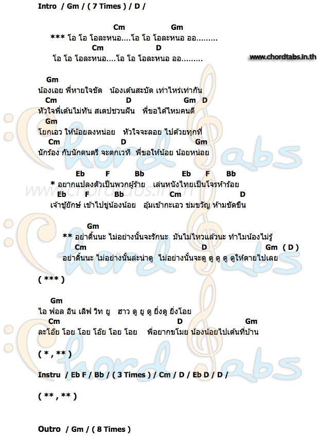 คอร์ด อย่าดิ้นนะ อบเชย