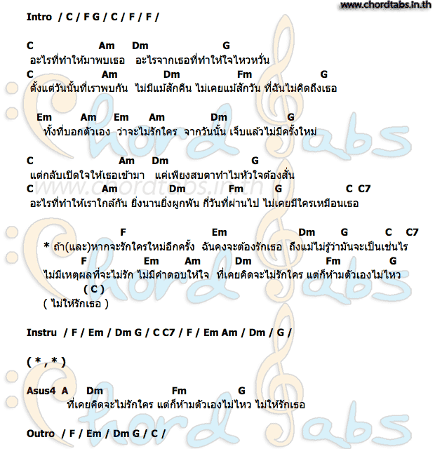 คอร์ด ถ้าหากจะรักใครใหม่อีกครั้ง ศิรศักดิ์ อิทธิพลพาณิชย์