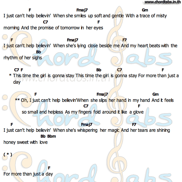 คอร์ด I_Just_Can’t_Help_Believin Elvis presley