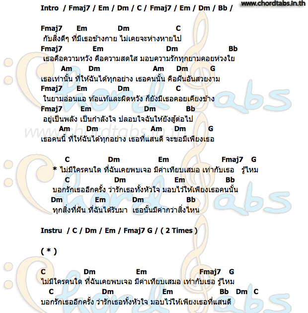 คอร์ด เธอที่แสนดี โหน่ง พิมลักษณ์