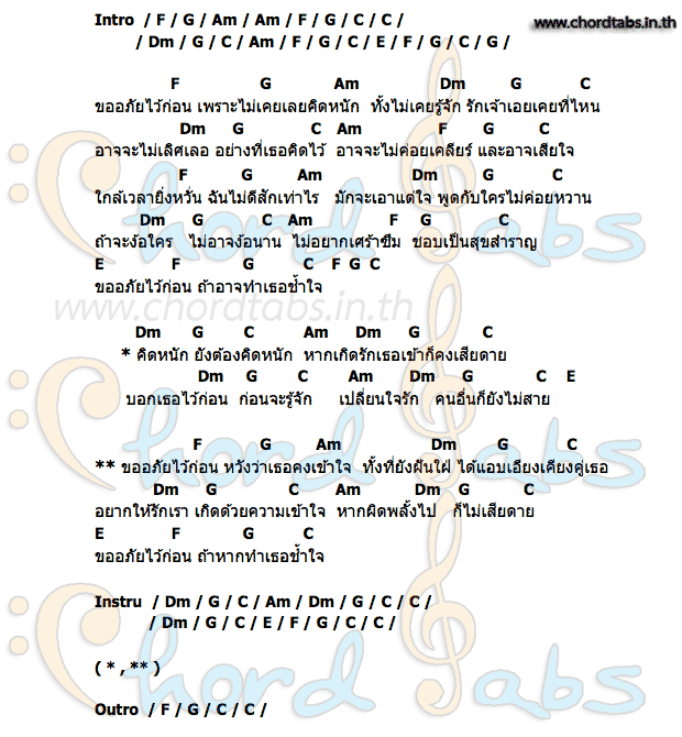 คอร์ด ขออภัยไว้ก่อน นรินทร ณ บางช้าง