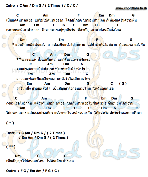 คอร์ด แค่คนที่รักเธอ วงชิลล์