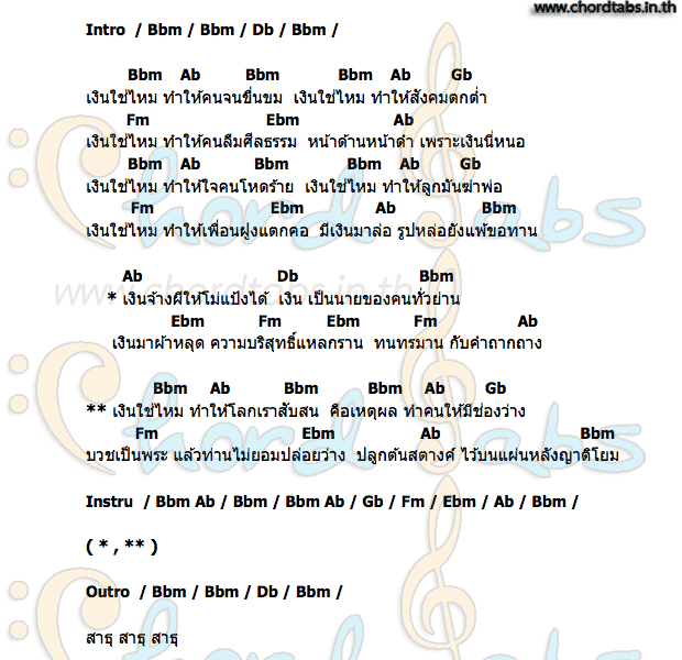 คอร์ด เงินสั่งมา ชลธี ธารทอง