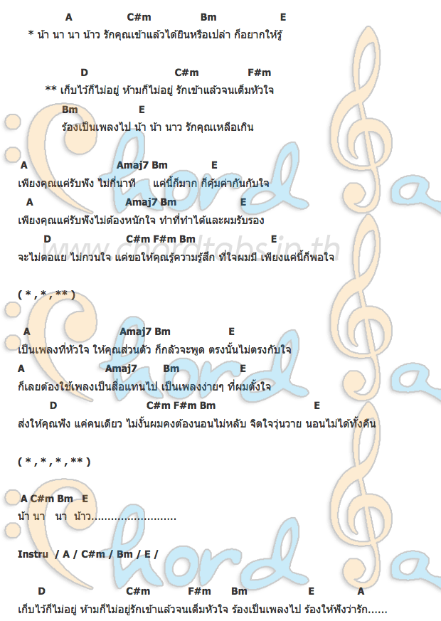 คอร์ด เพลงรักส่วนตัว ออเฟียส