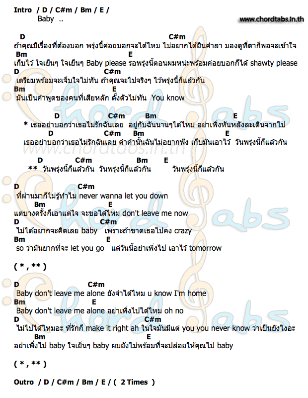คอร์ด ไม่อยากฟัง_(Don't) UrboyTJ