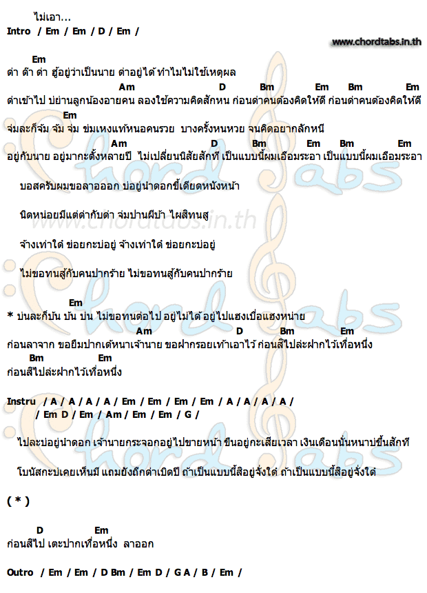 คอร์ด ลาออก สายสิน วงษ์คำเหลา