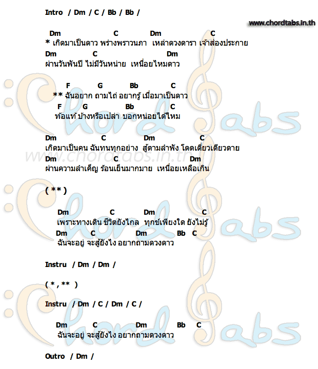 คอร์ด เหนื่อยไหมดาว พรีน The Star 12