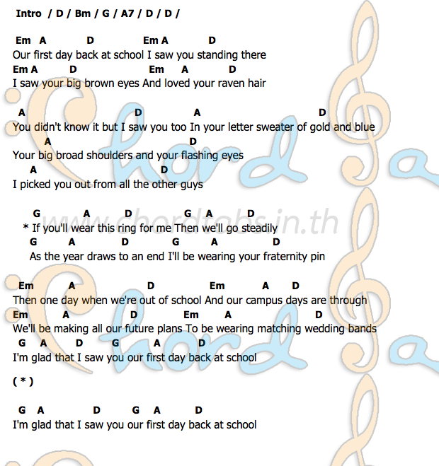 คอร์ด First_Day_Back_At_School Paul Anka