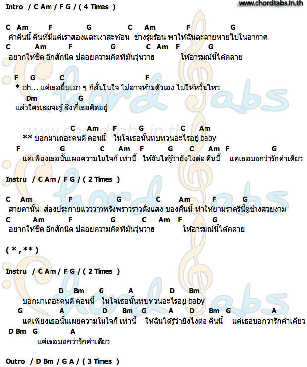 คอร์ด แค่คำเดียว โอ้ สิรภพ