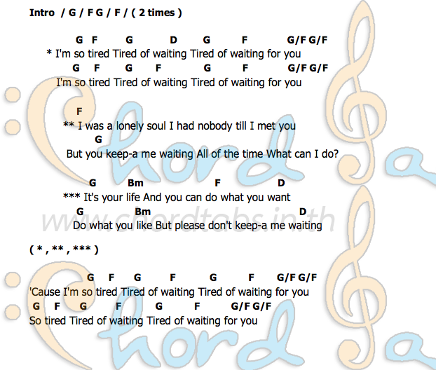 คอร์ด Tired Of Waiting For You The Kinks