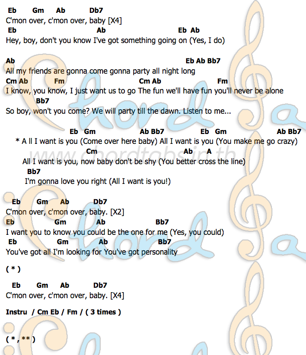 คอร์ด Come On Over (All I Want Is You) Christina Aguilera