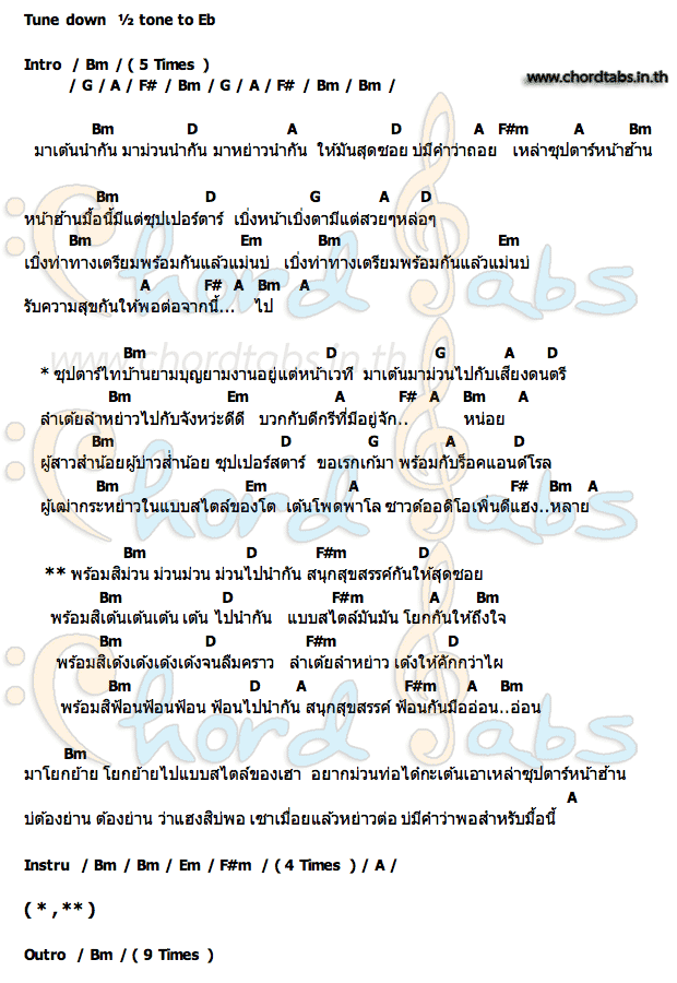 คอร์ด ซุปตาร์หน้าฮ้าน เมอร์ซี่ ชนากานต์