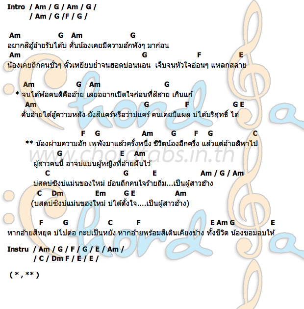 คอร์ด ผู้สาวฮ่าง ผู้สาวฮ่าง