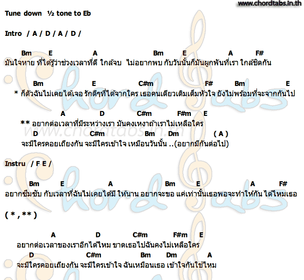 คอร์ด อยากต่อเวลา เก้า สุภัสสรา