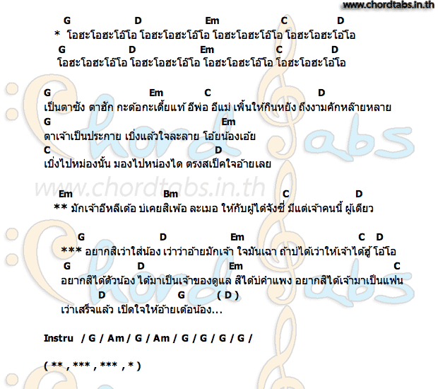 คอร์ด เว่าใส่น้อง วงฮันแนว