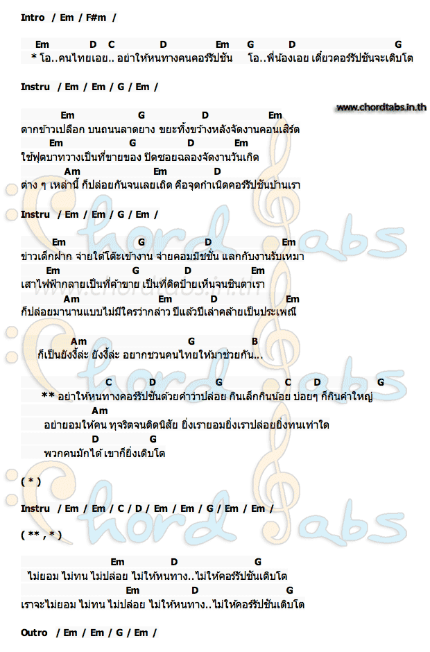 คอร์ด โอ..คนไทยเอย ไผ่ พงศธร