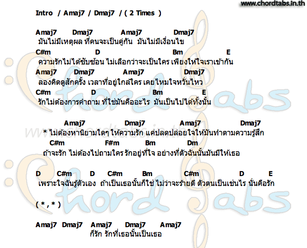 คอร์ด รักไม่มีนิยาม (Unconditional love) คิมม่อน วโรดม  คอปเตอร์ ภานุวัฒน์