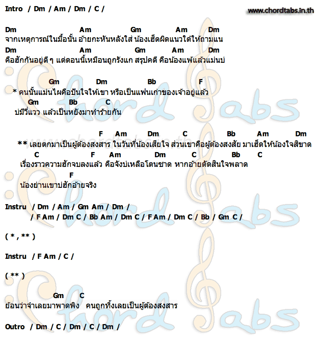 คอร์ด ผู้ต้องสงสาร เล้ง ศรันยกันย์