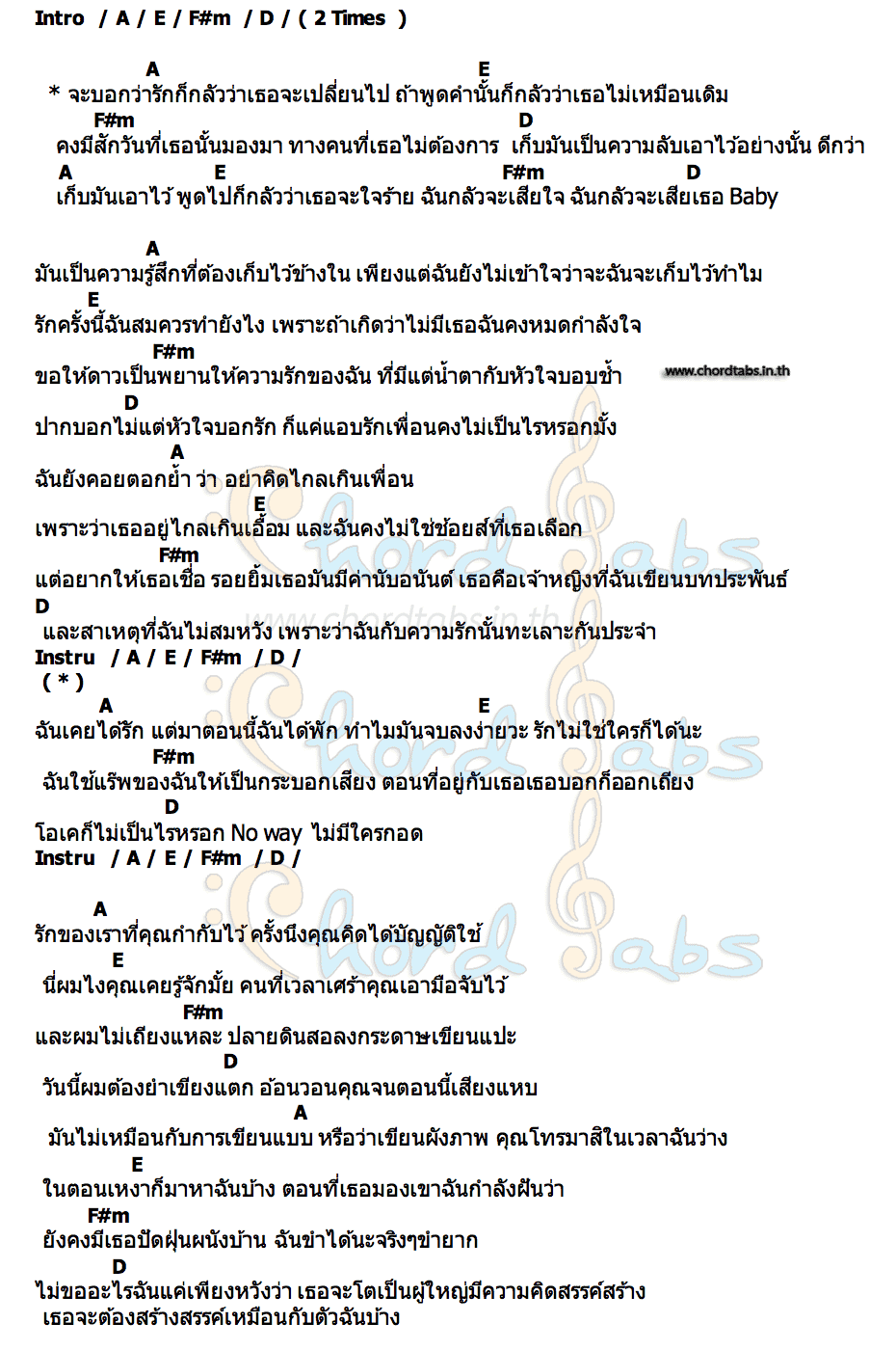 คอร์ด คนที่เธอไม่ต้องการ THANX