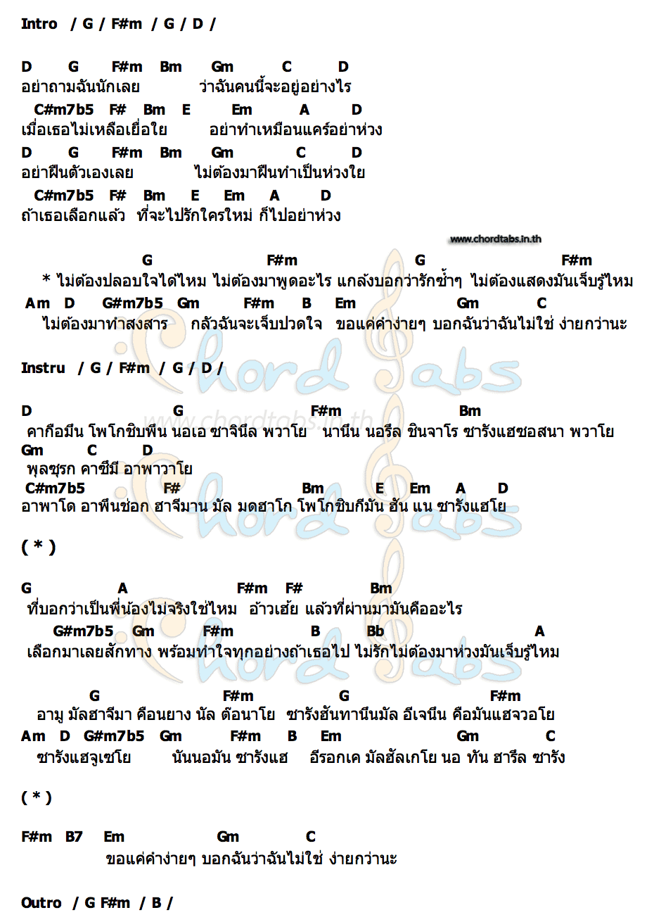 คอร์ด ไม่ต้องปลอบใจได้ไหม KyutaeOppa