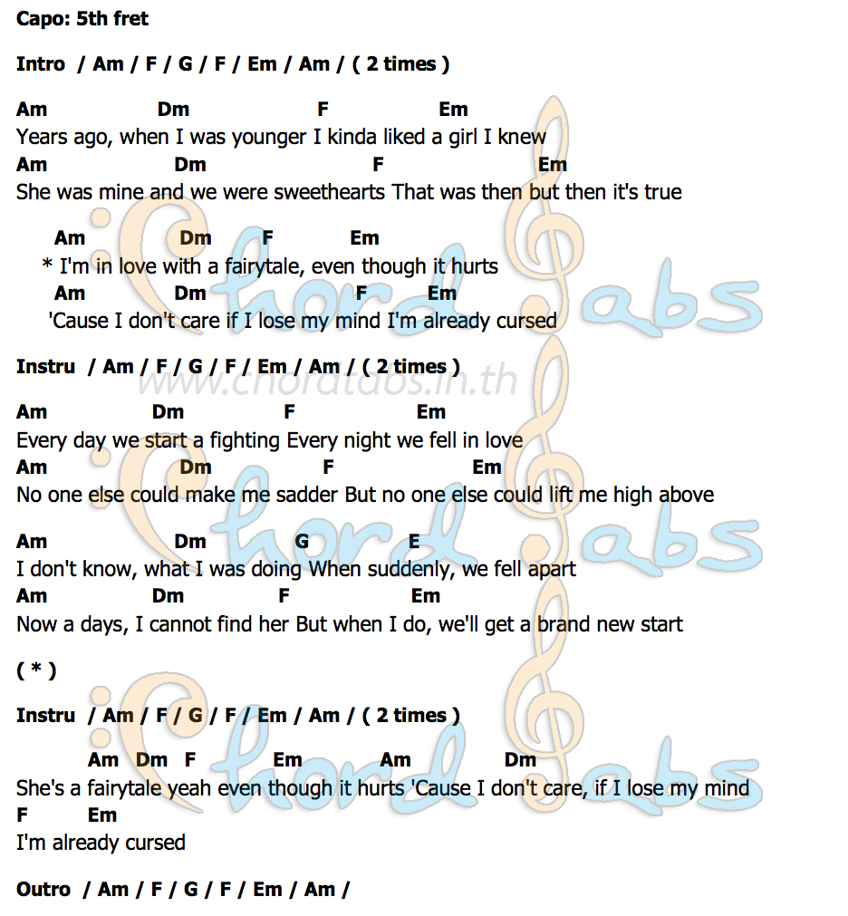 คอร์ด Fairytale Alexander Rybak