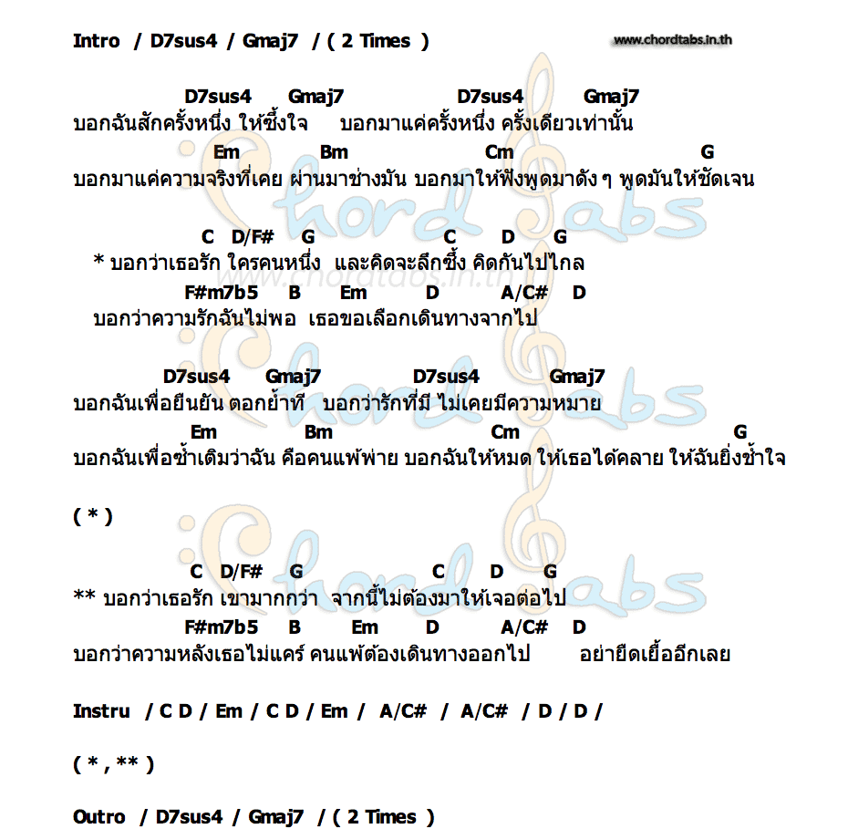 คอร์ด บอกฉัน มิว ศุภศิษฏ์ จงชีวีวัฒน์
