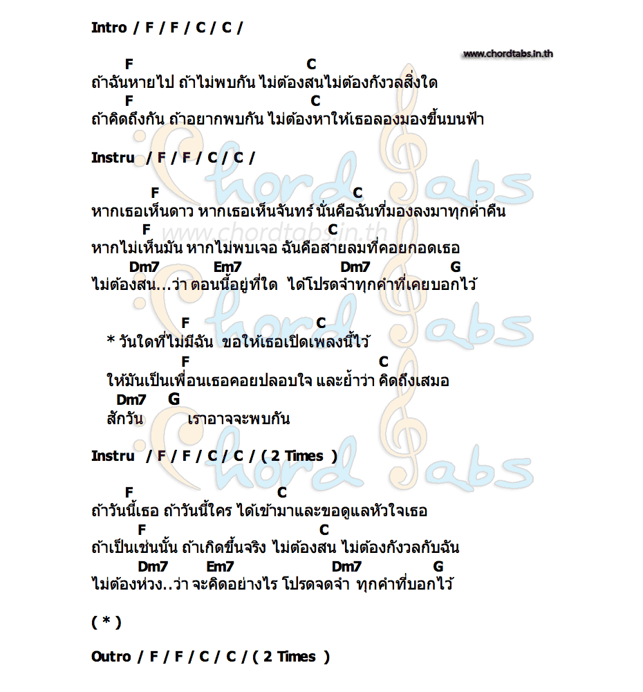 คอร์ด วันที่ไม่มีฉัน ( Without me ) SUWIT