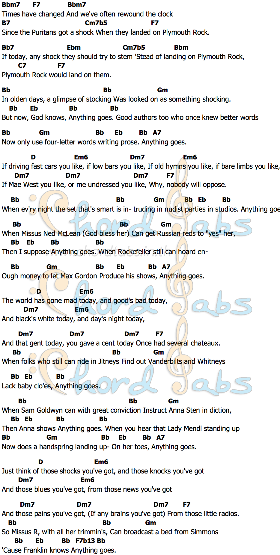 คอร์ด Anything Goes Cole Porter