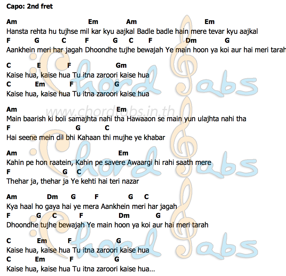 คอร์ด Kabir Singh Kaise Hua   Misc Soundtrack/Vishal Mishra