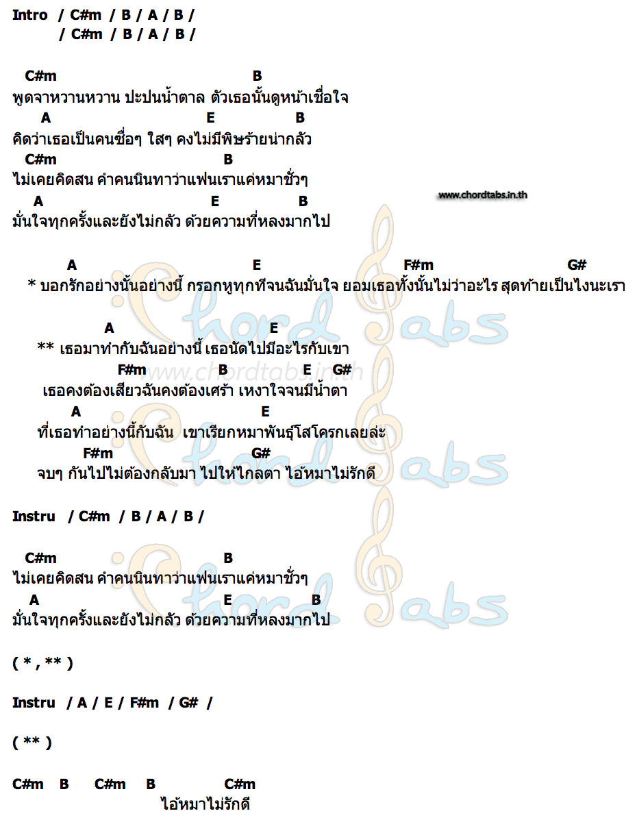 คอร์ด หมาไม่รักดี เฟียส ศิริวุฒิ