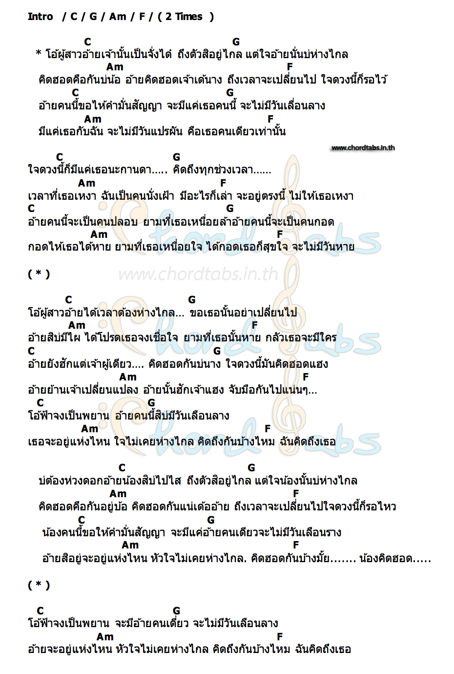 คอร์ด ผู้สาวอ้าย One man X ธัญ พิมล