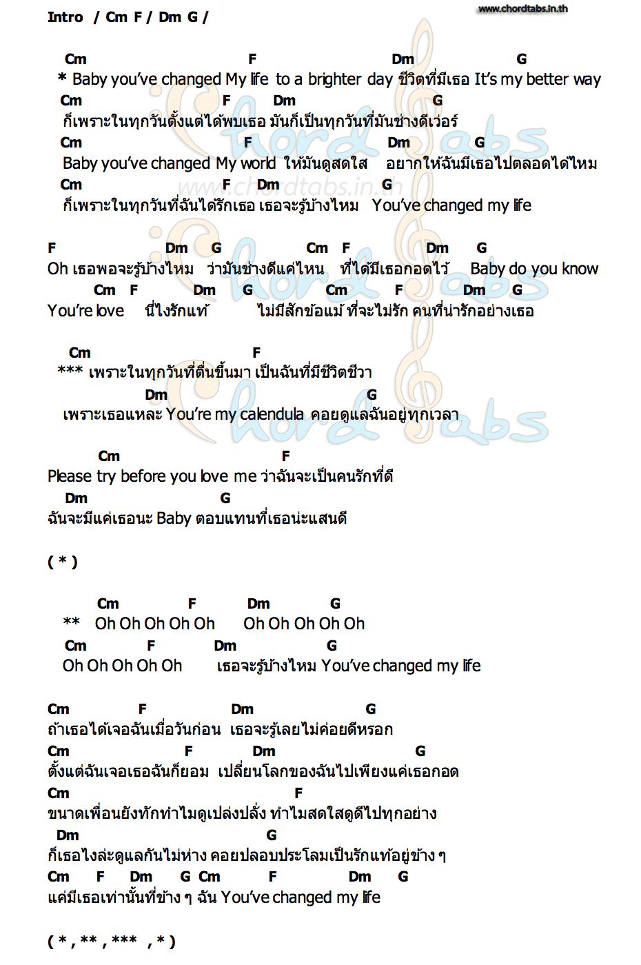 คอร์ด เพราะเธอแหละ (My Calendula) ปอร์เช่ ศิวกร  แจ๊คกี้ จักริน
