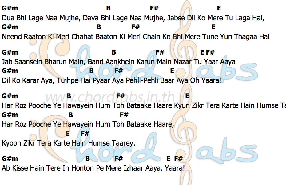คอร์ด Dil Ko Karaar Aaya Yasser Desai