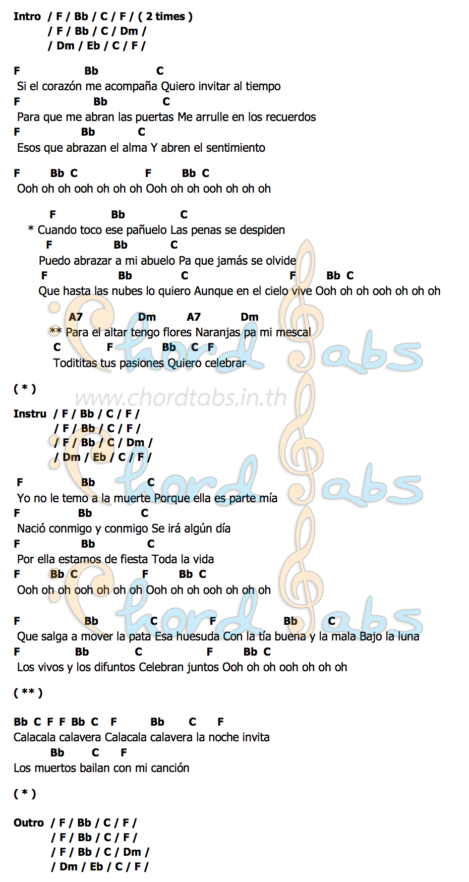 คอร์ด Calaverita La Santa Cecilia