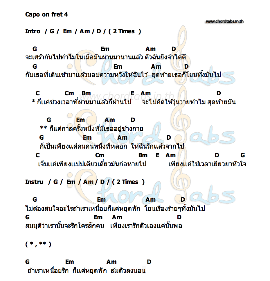 คอร์ด รักตัวเองนะ BUNREING JIT