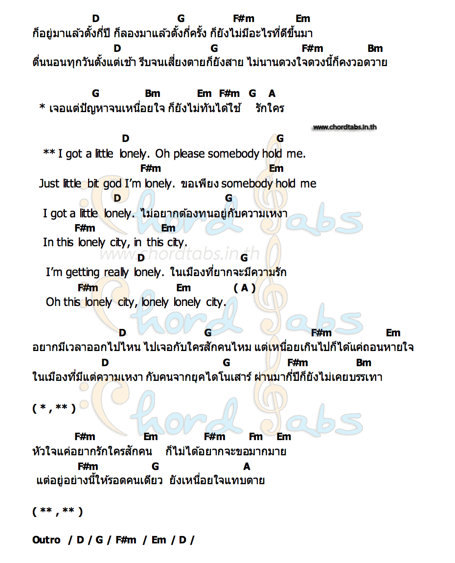 คอร์ด Lonely City Tippsy