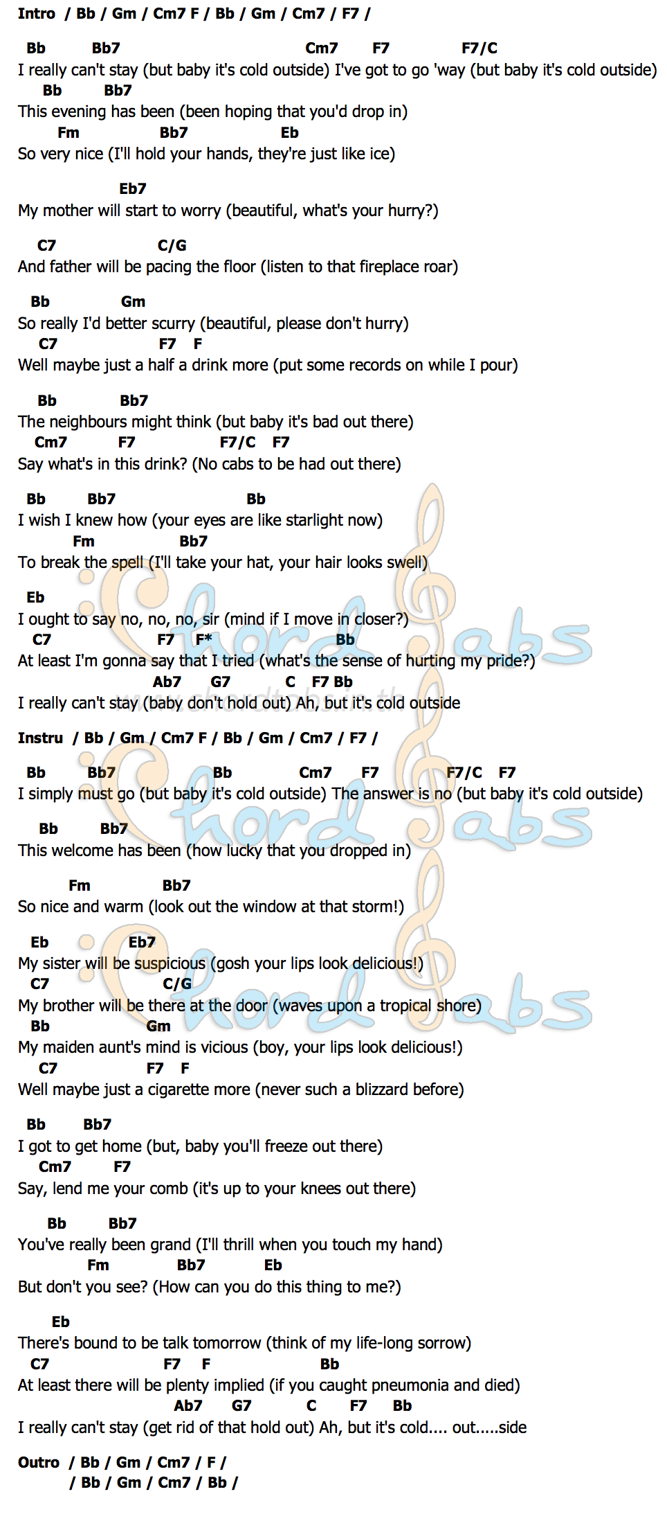 คอร์ด Elf Baby Its Cold Outside
