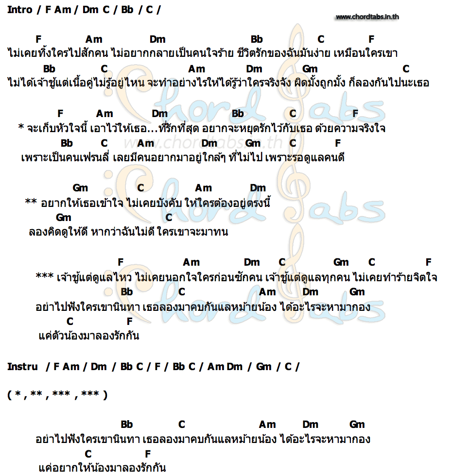 คอร์ด เจ้าชู้แต่ดูแลไหว สุขใจ ขวัญใจทุกคน