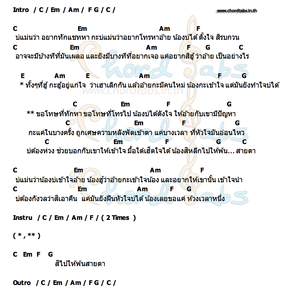 คอร์ด แค่ห้วงเวลาหนึ่ง เพลง รมิดา