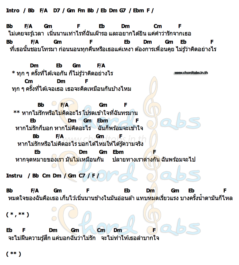 คอร์ด ปลายทางที่ต่างกัน Bomb Tanyapat