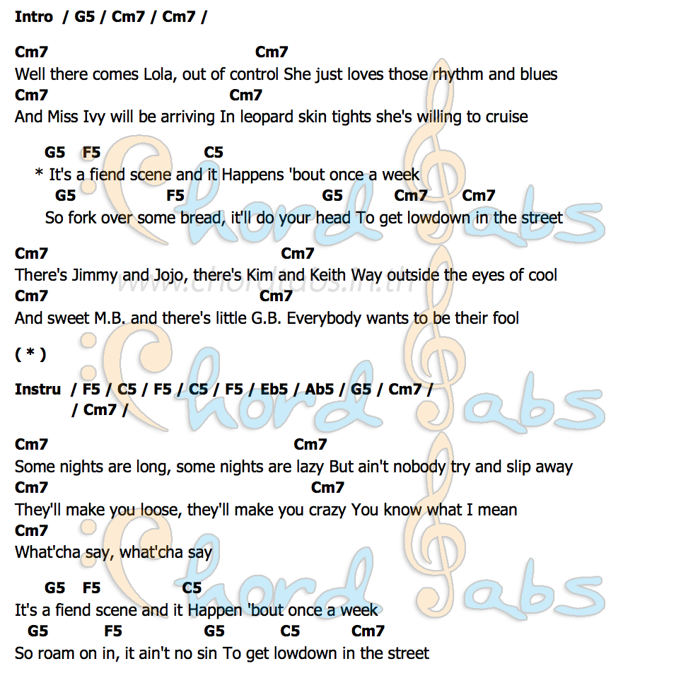 คอร์ด Lowdown In The Street ZZ Top