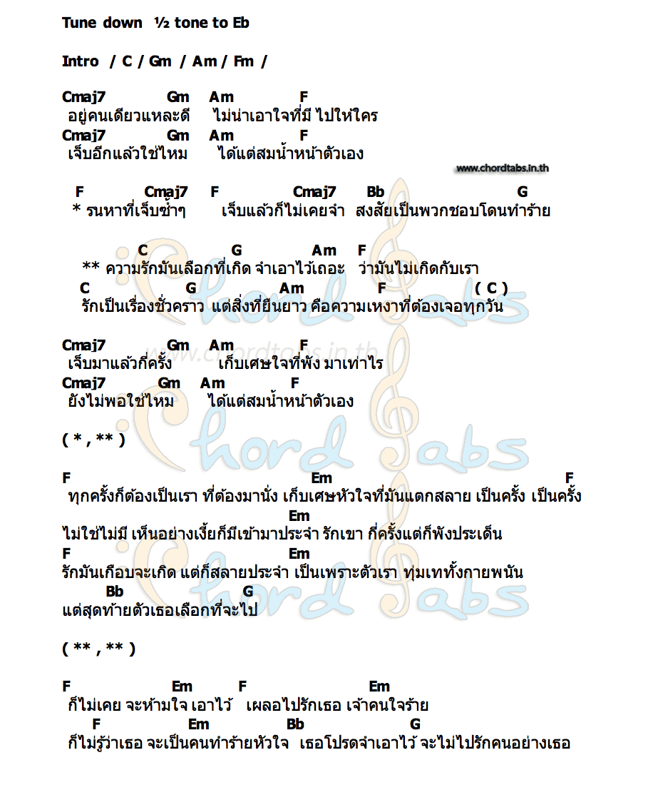 คอร์ด สมน้ำหน้าตัวเอง FAHH