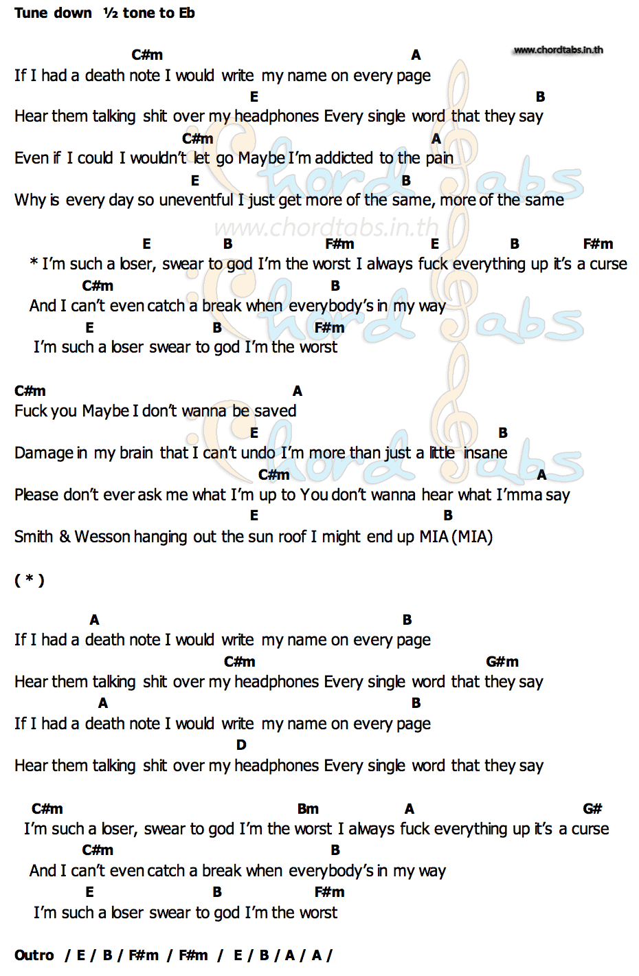 คอร์ด Loser Sueco