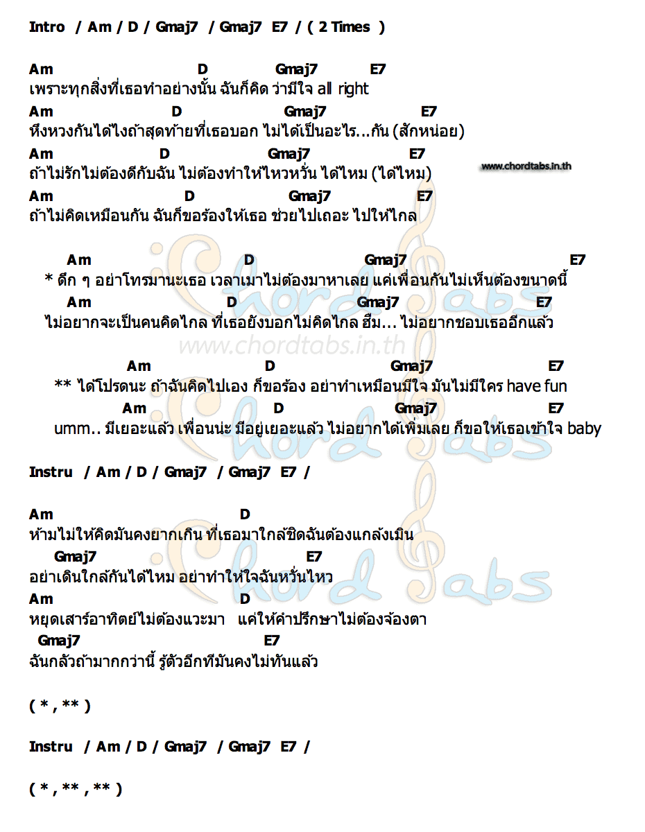 คอร์ด เพื่อนเยอะแล้ว (No More Friends) CHAMOOK ชามุก สุชานันท์