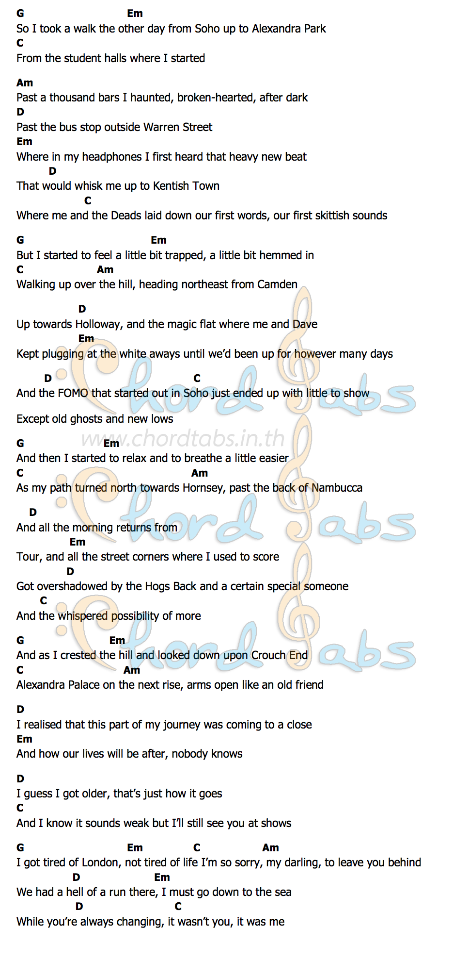 คอร์ด Farewell To My City Frank Turner