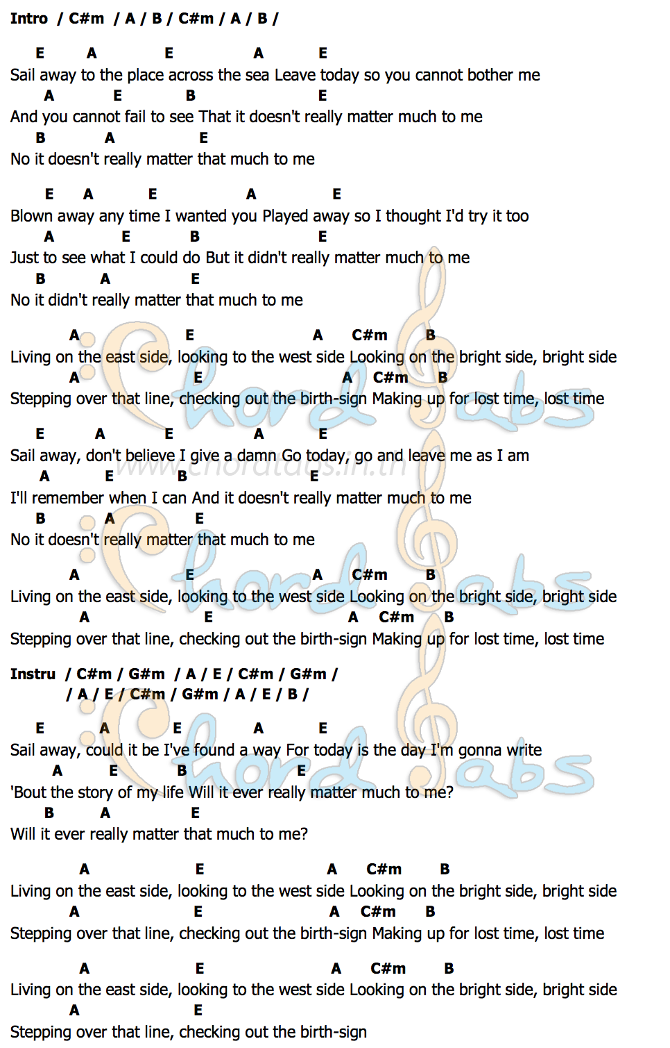 คอร์ด Sail Away Status Quo