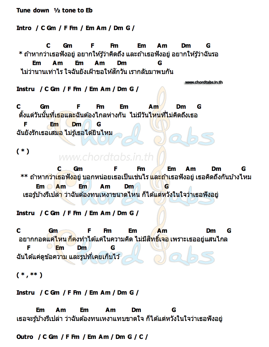 คอร์ด ถ้าเธอฟังอยู่ PLOYPAILIN