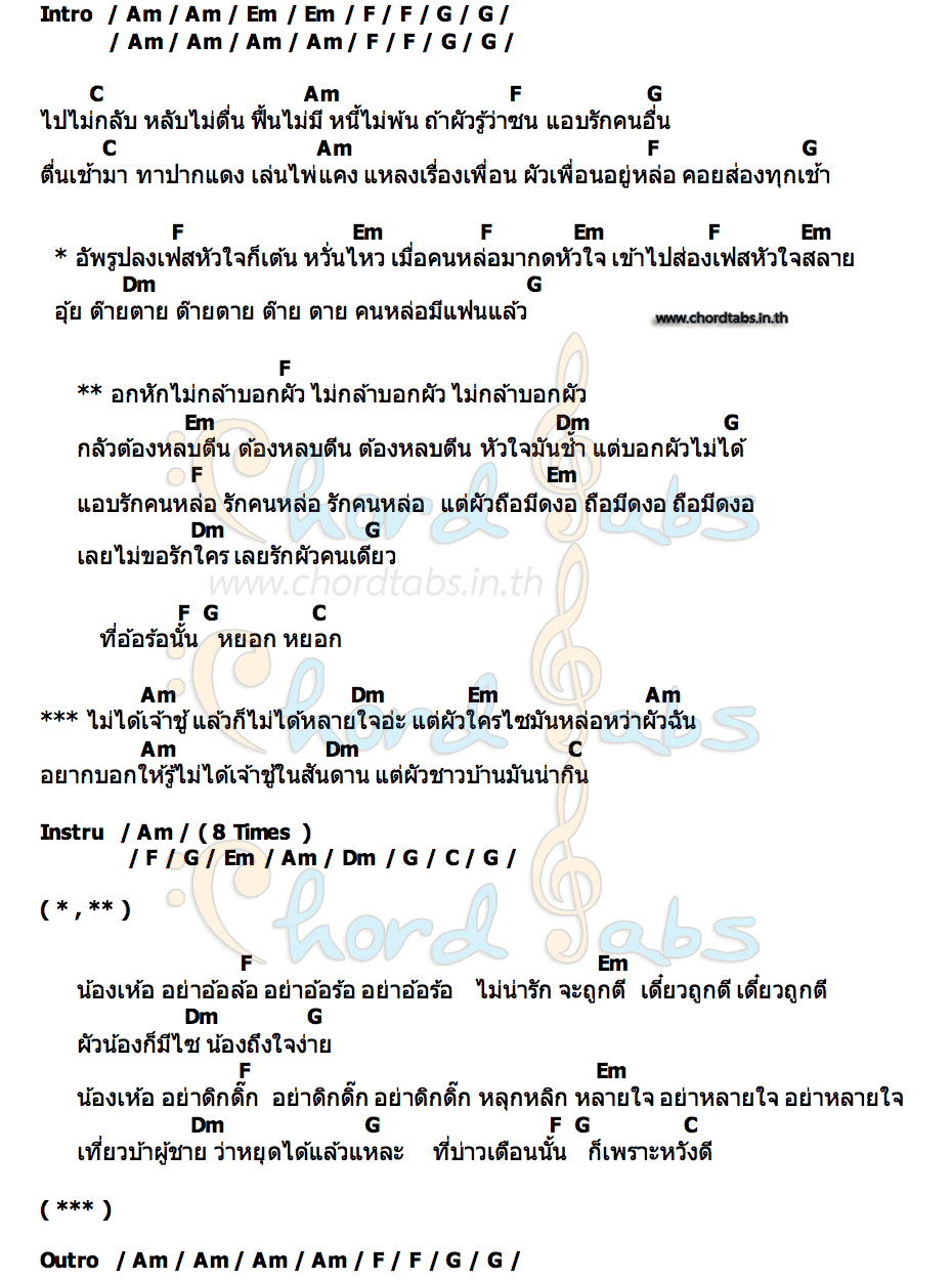 คอร์ด อกหักไม่กล้าบอกผัว รู๊ส รูซี่ร์ Xกฤษ กวินทร์