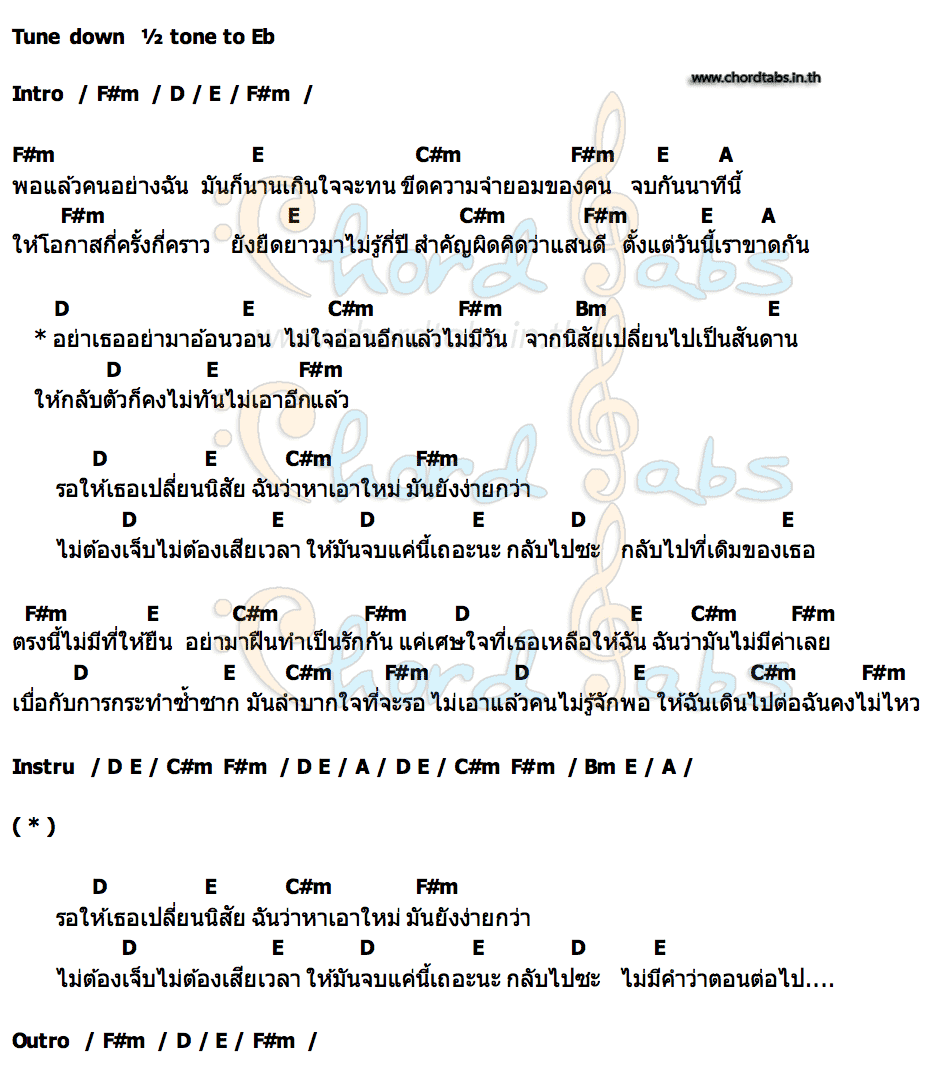 คอร์ด รอเธอเปลี่ยนนิสัย แตง ศศิวรรณ